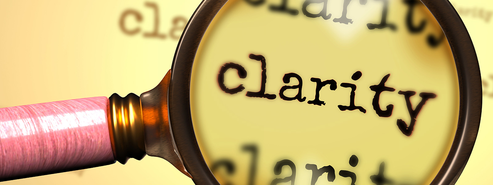 An image featuring the phrase "clarity" in large, clear font against a simple backdrop.