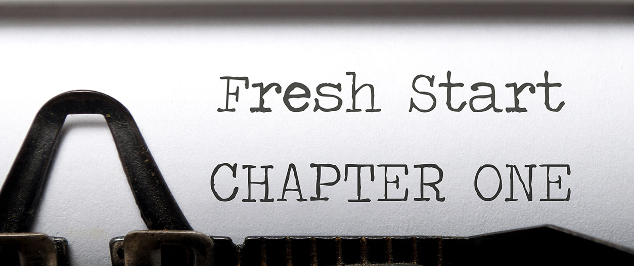 In this image, a chapter from a book titled "Fresh Start" is beginning. Full Text: Fresh Start CHAPTER ONE