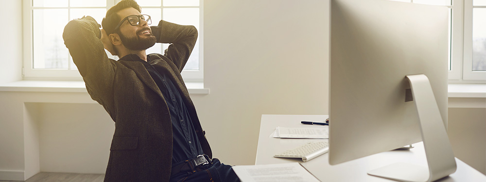 Man relaxing at work